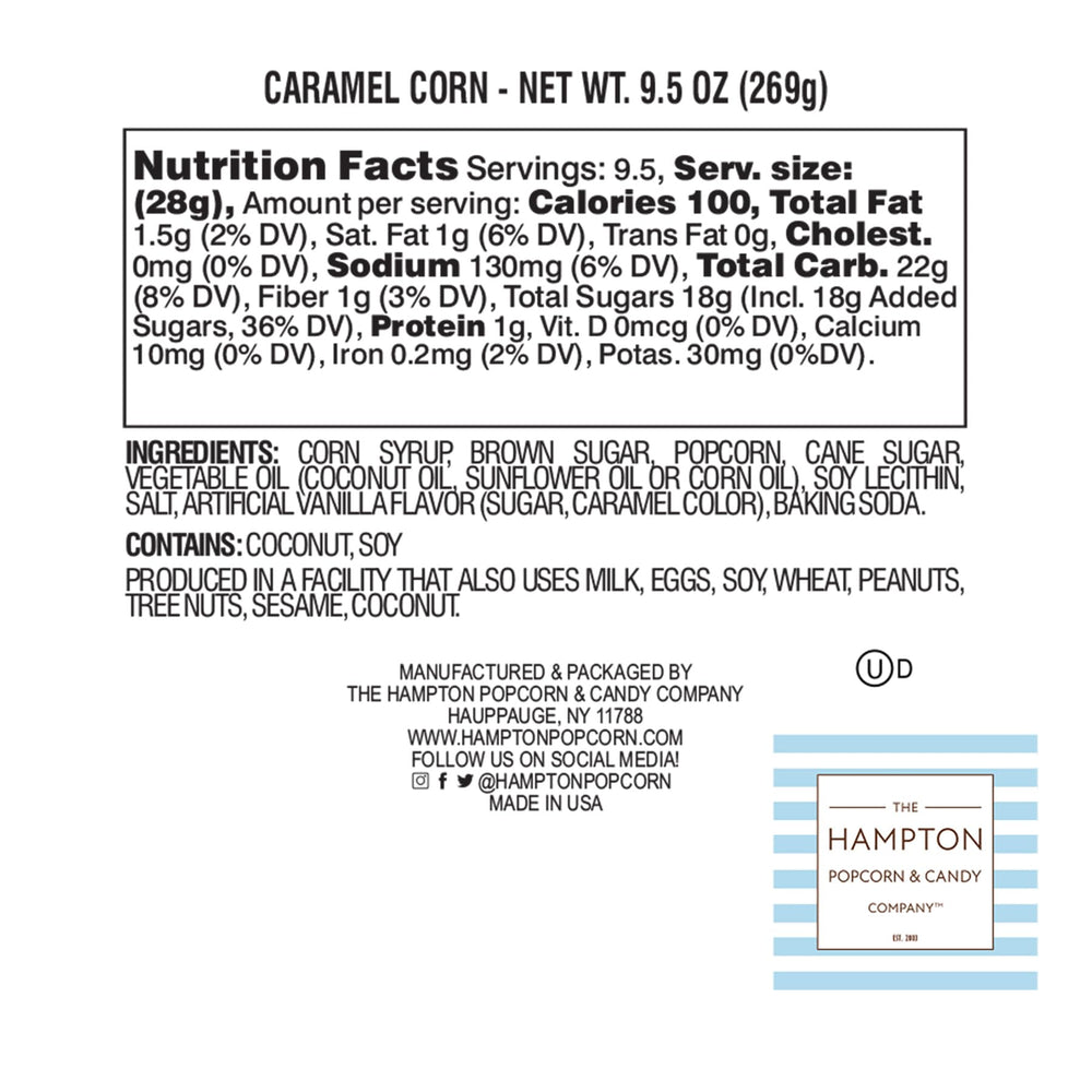 The Hampton Popcorn Company resealable bag open demonstrates freshness protection for on-the-go snacking.