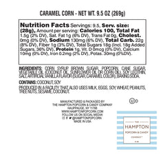 The Hampton Popcorn Company resealable bag open demonstrates freshness protection for on-the-go snacking.