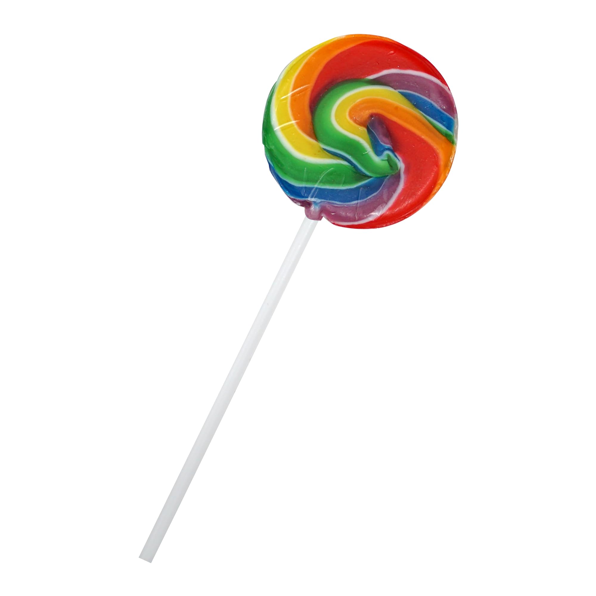 The Hampton rainbow lollipop in hand for a colorful snack moment.