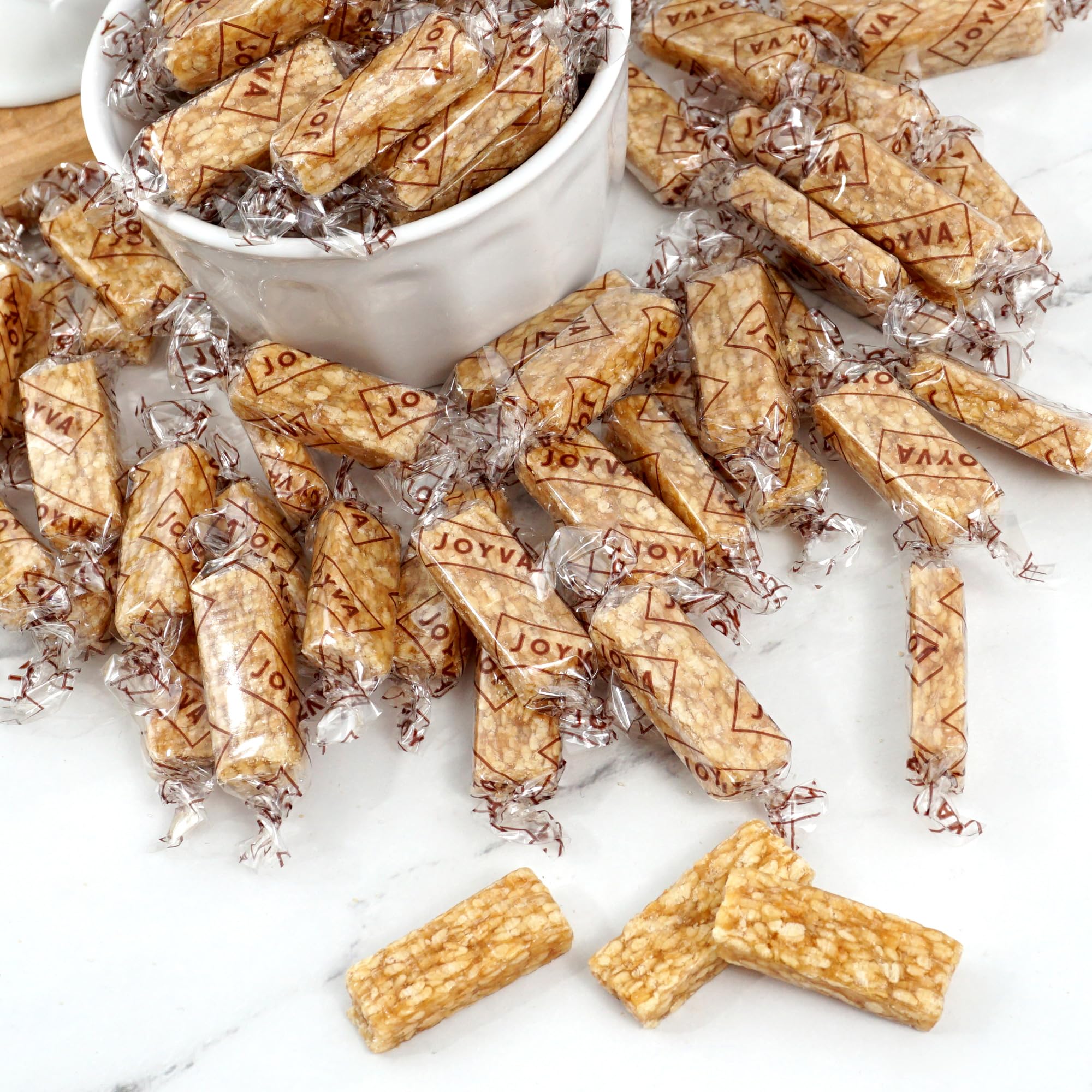 The Hampton Sesame Crunch Bars party favors and gifts wrapped for easy sharing