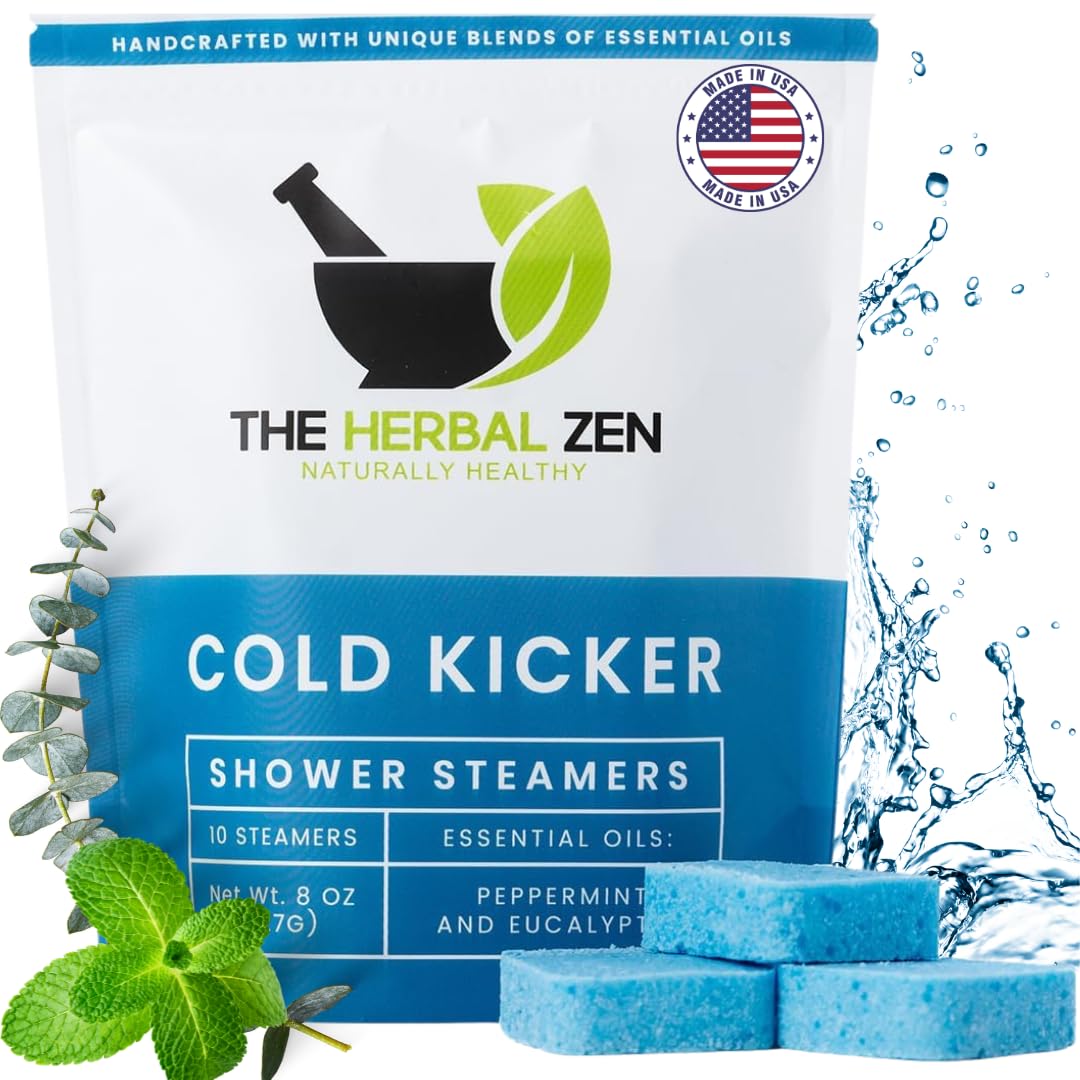 The Herbal Zen Cold Kicker shower steamer with peppermint-eucalyptus for a refreshing, easy breathing boost.