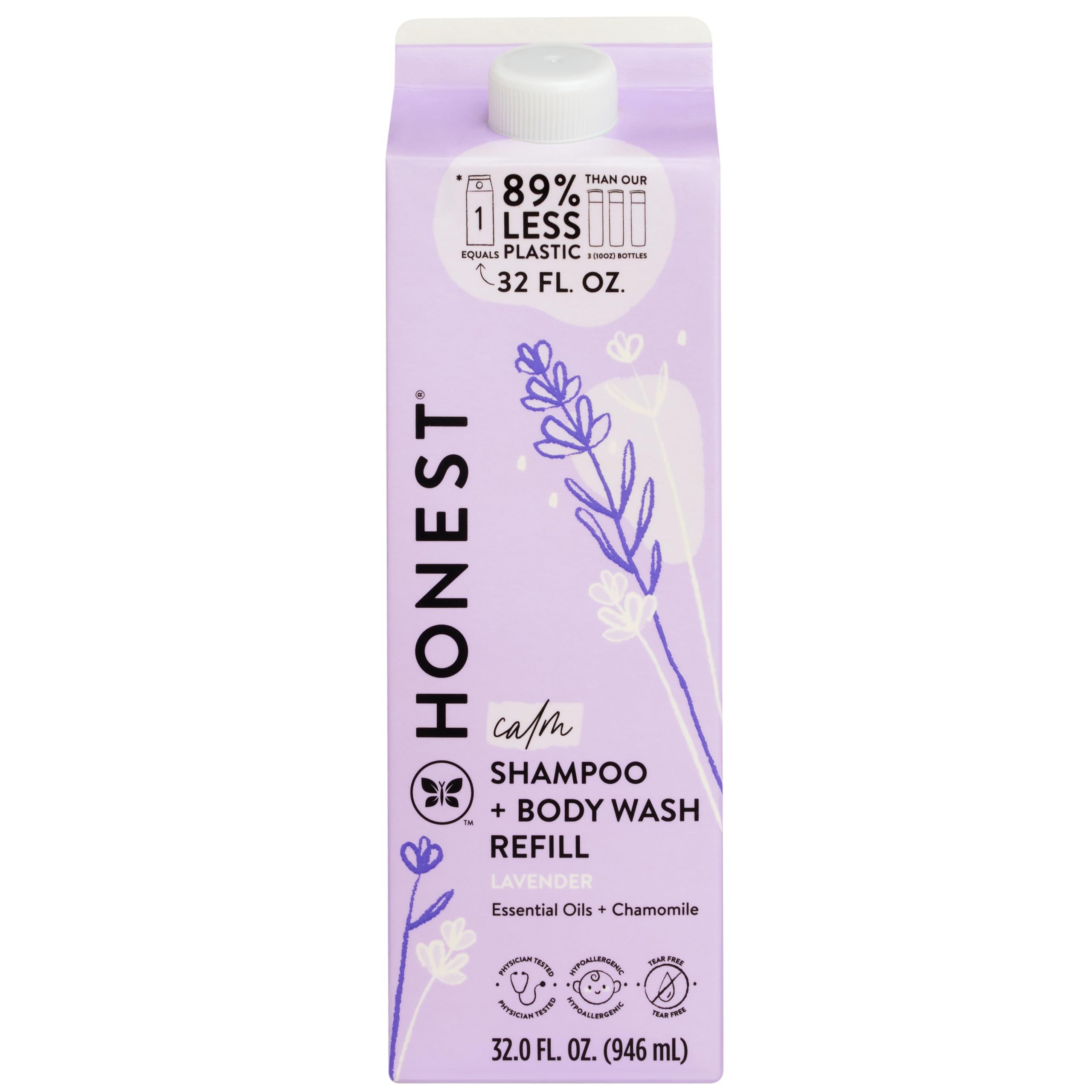 The Honest Company 2-in-1 bottle pour for gentle tear-free baby cleanse.