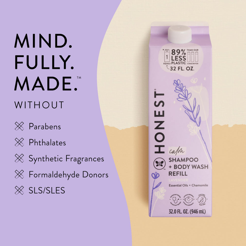 The Honest Company 81% biobased formula badge on bottle, eco-friendly.