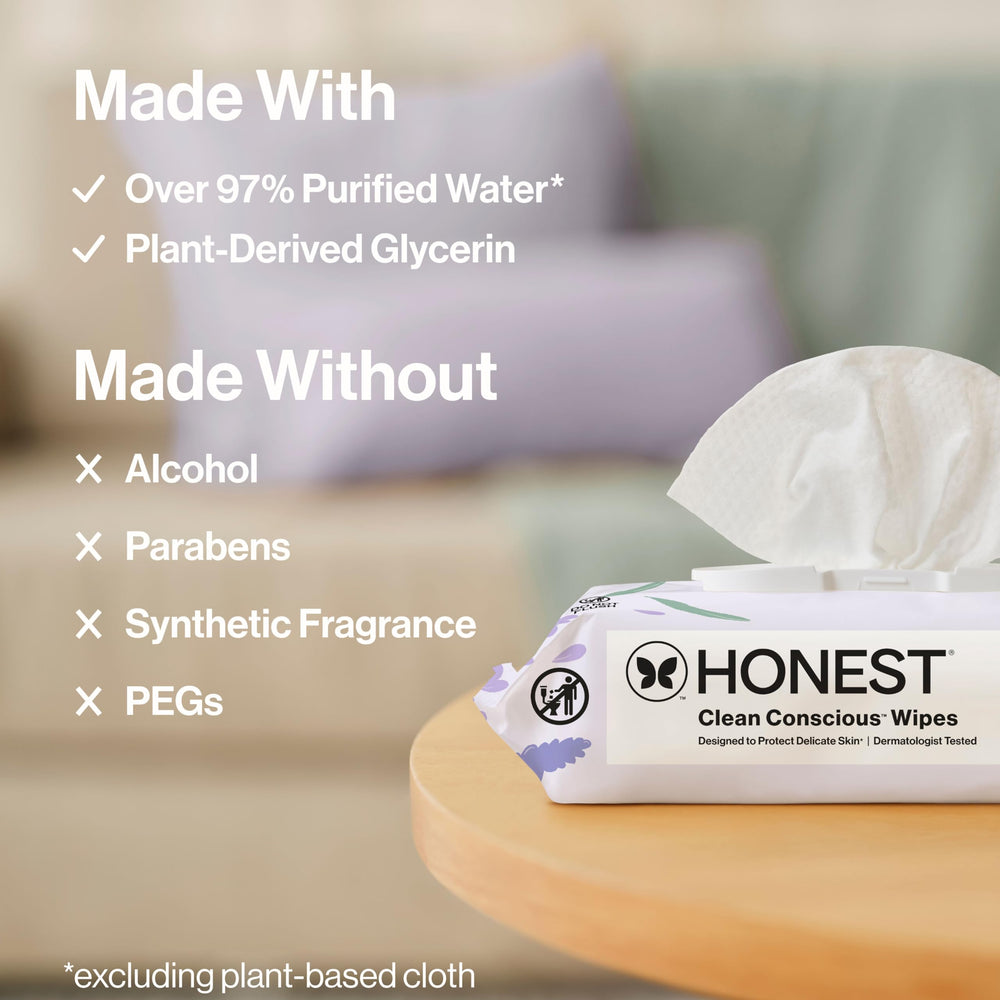 The Honest Company 99 Percent Water texture highlights gentle cleansing.