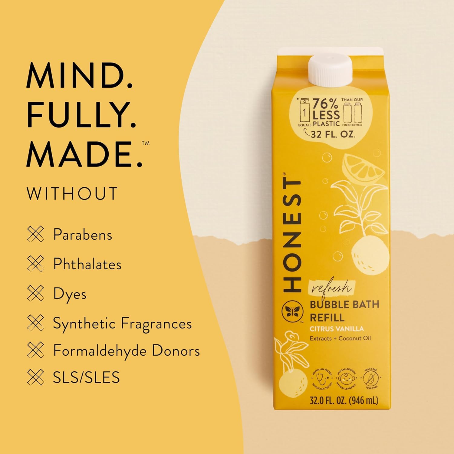 The Honest Company thick foam spreads for playful bathtime.