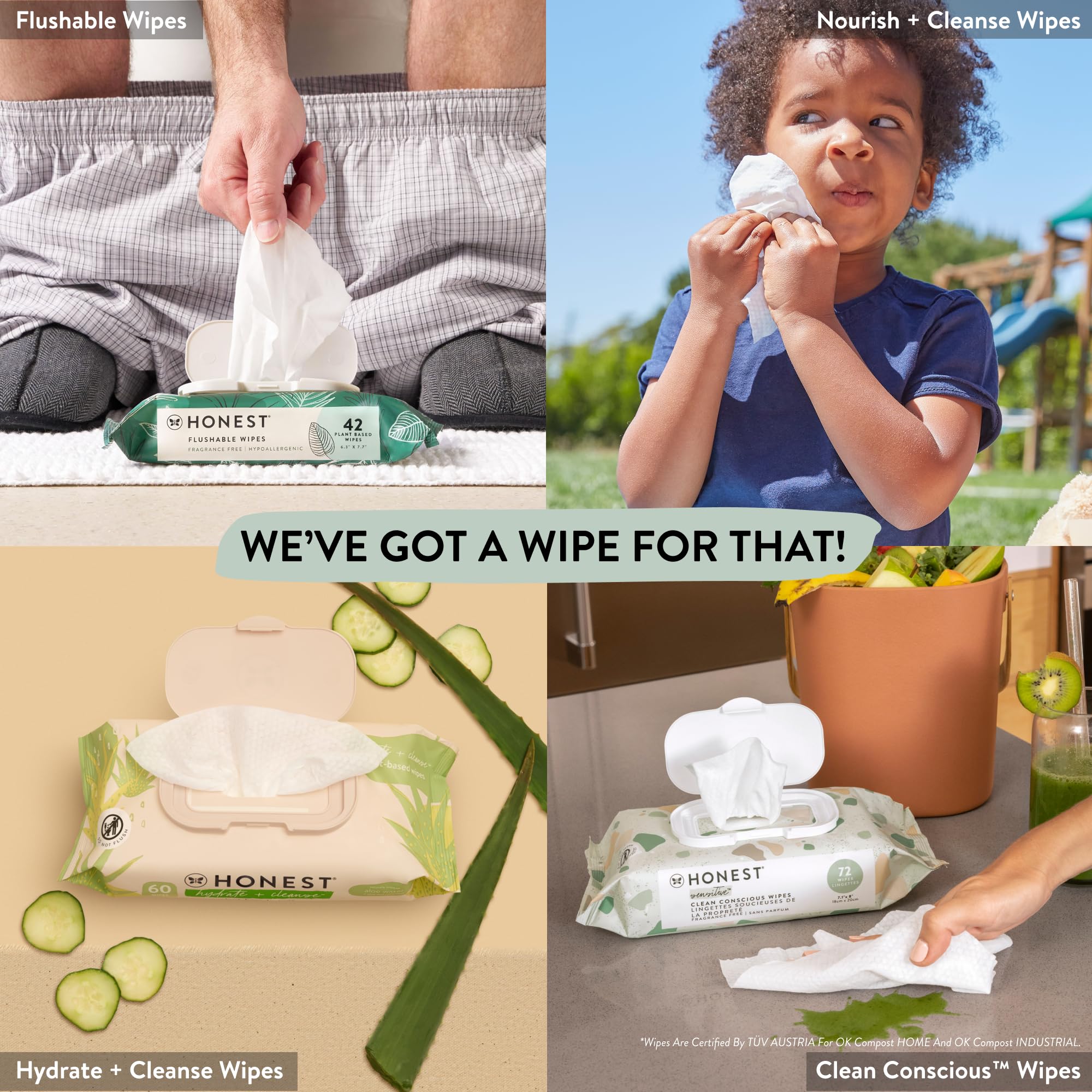 The Honest Company Extra-large thick wipes provide durable cleaning.