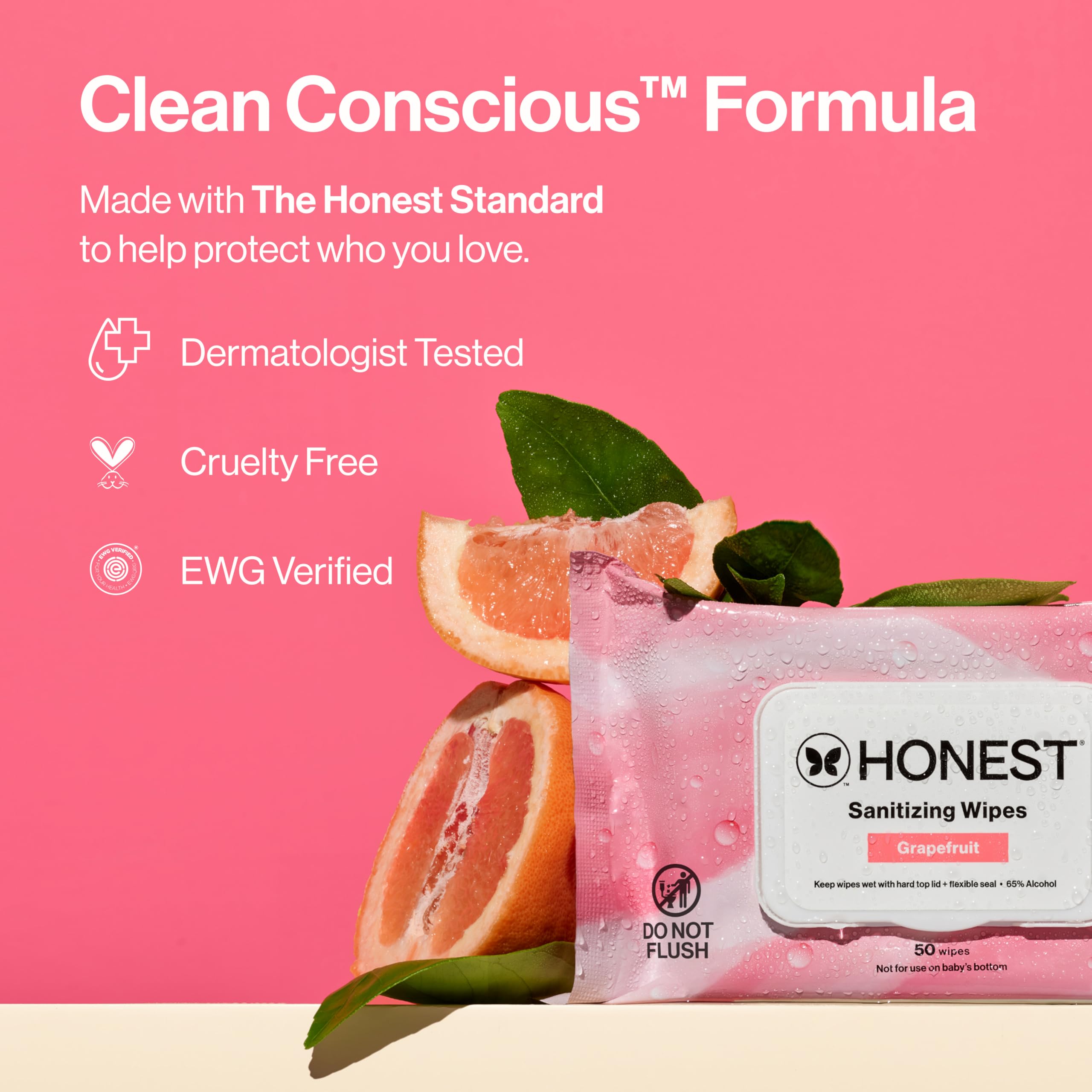 The Honest Company Grapefruit Grove wipes seal-closeup showing moisture retention
