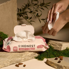 The Honest Company Hydrate + Cleanse aloe cucumber wipes close-up emphasizing gentle refresh.