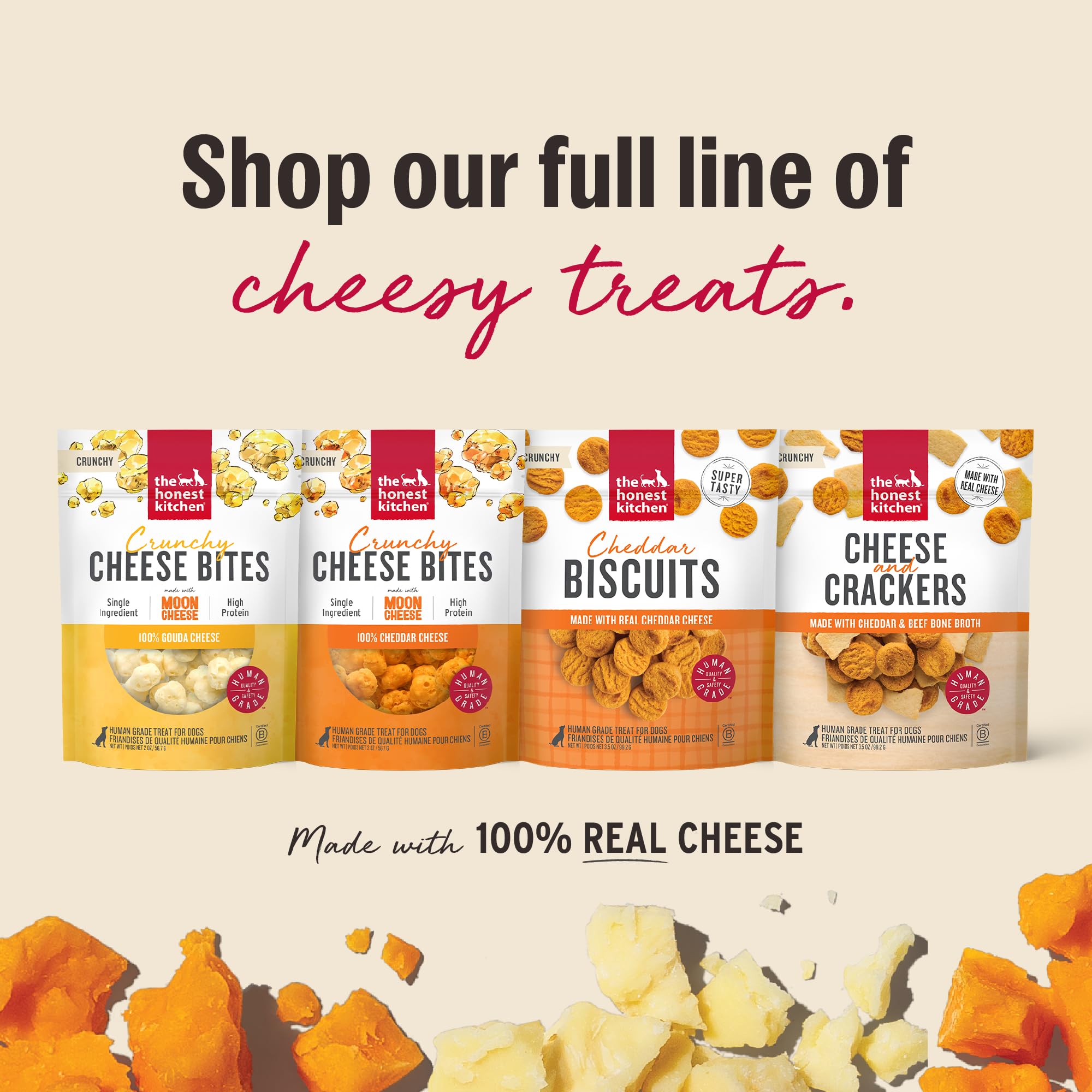 The Honest Kitchen bouchées-fromage-cheddar, recette simple et naturelle pour une collation gourmande.