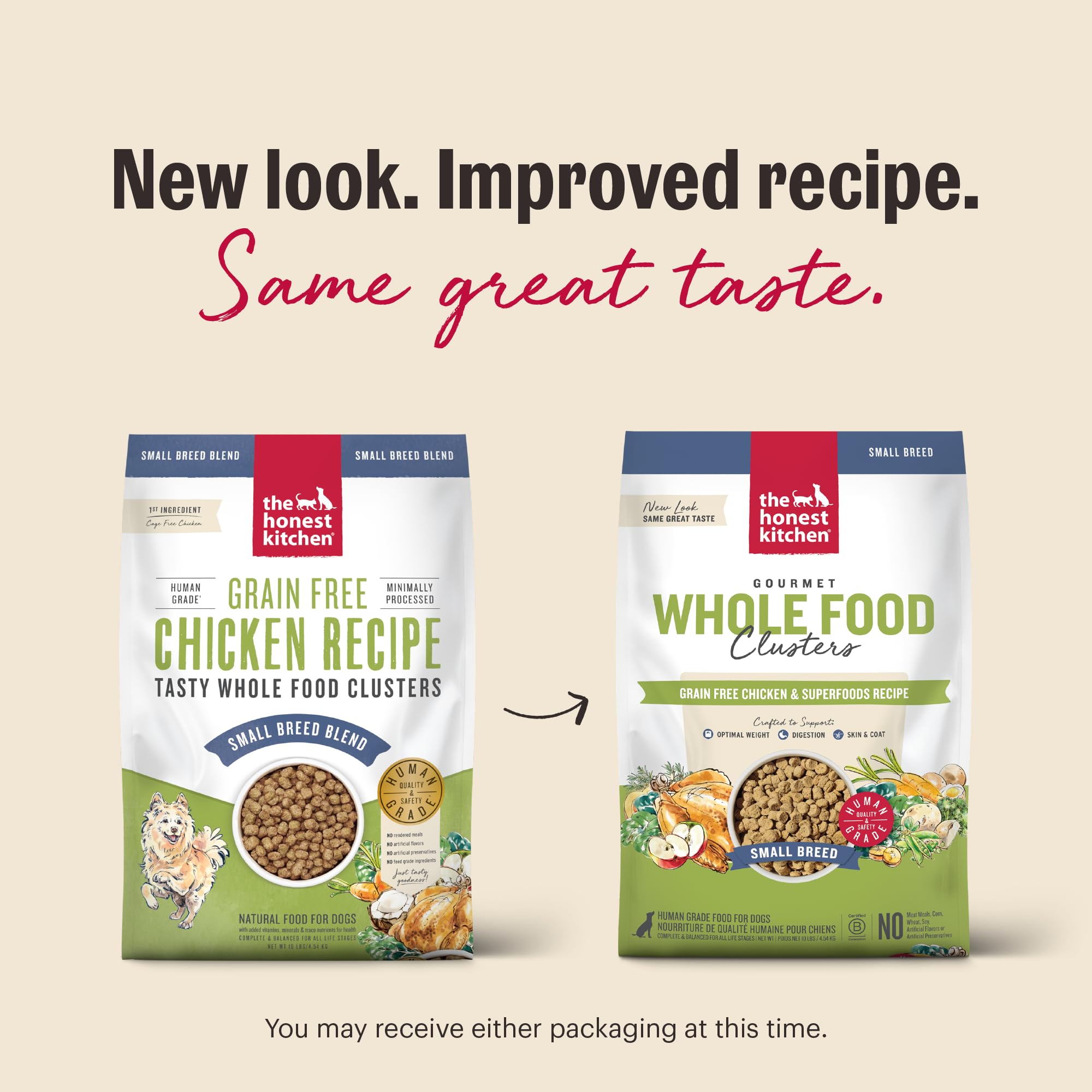 Close-up of The Honest Kitchen chicken clusters for small dogs.