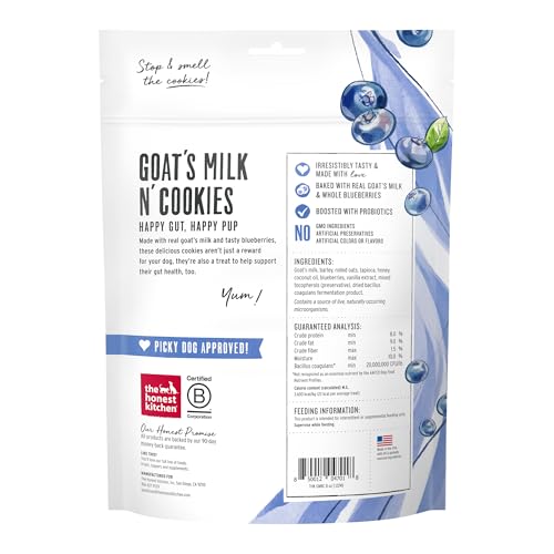 Goat's Milk N' Cookies ingredients with blueberries and vanilla highlight real-food goodness.