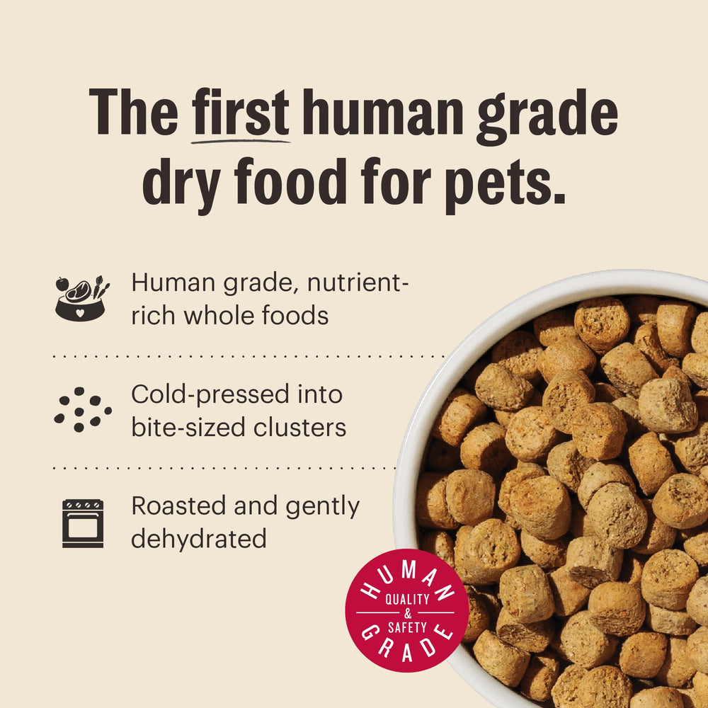 The Honest Kitchen human-grade facility badge emphasizes safety and quality.