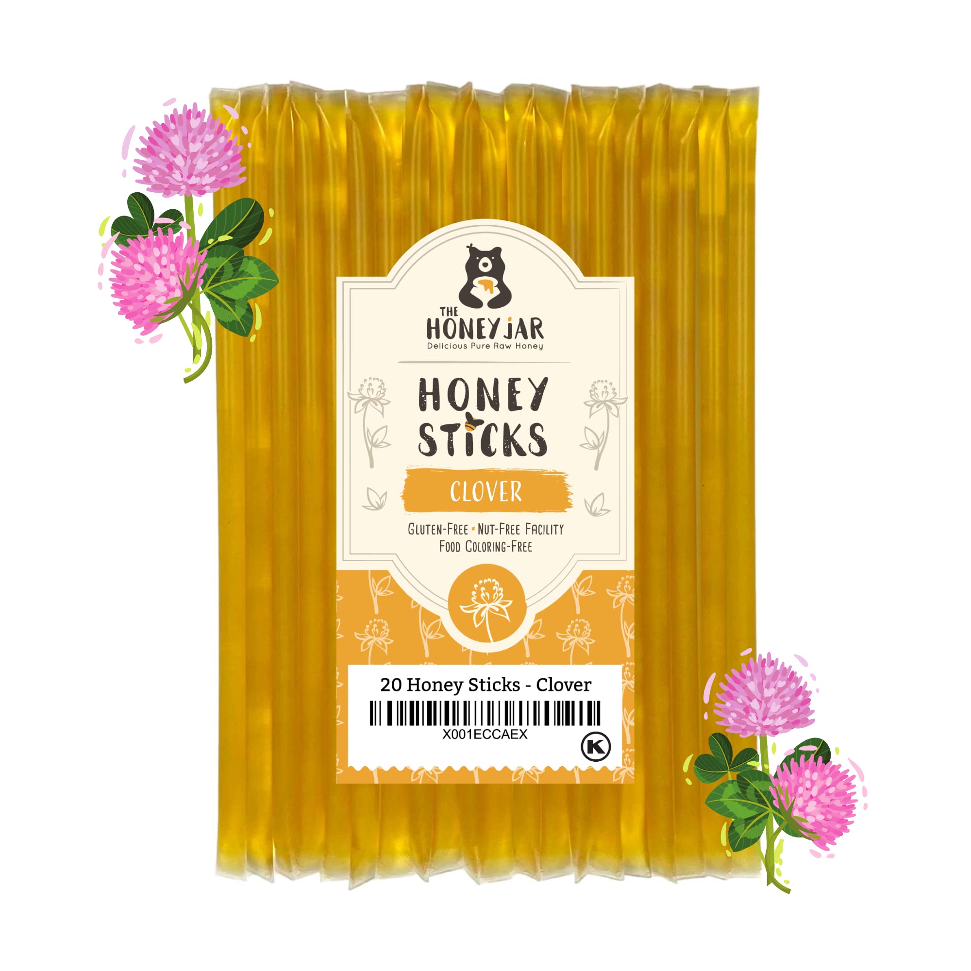 The Honey Jar plain honey sticks close-up for tea or coffee sweetness.