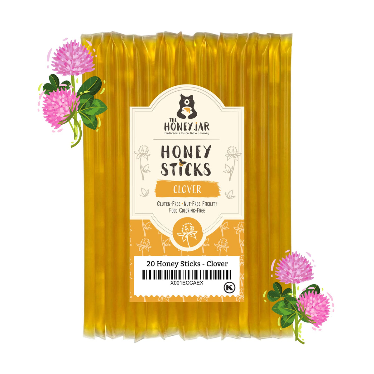 The Honey Jar plain honey sticks close-up for tea or coffee sweetness.