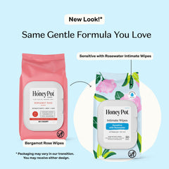Close-up of The Honey Pot Bergamot Rose Wipes front view.