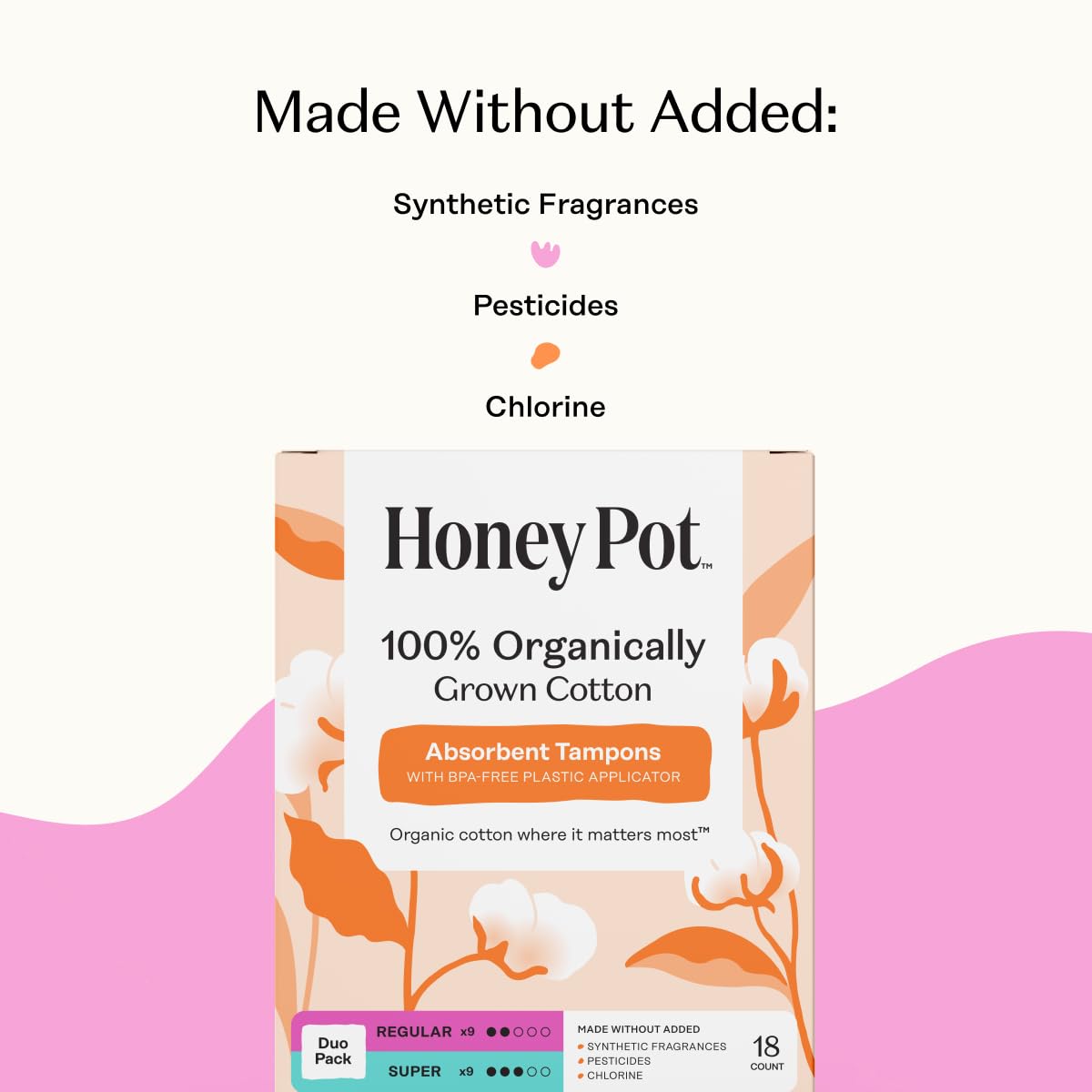 The Honey Pot bio-plastic applicator close-up shows a smooth, eco-friendly design.