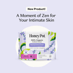 Absorbent core detail of The Honey Pot pads with calming herbal infusion.