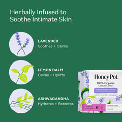 Close-up of the soft organic cotton top sheet on Honey Pot calming herbal pads.