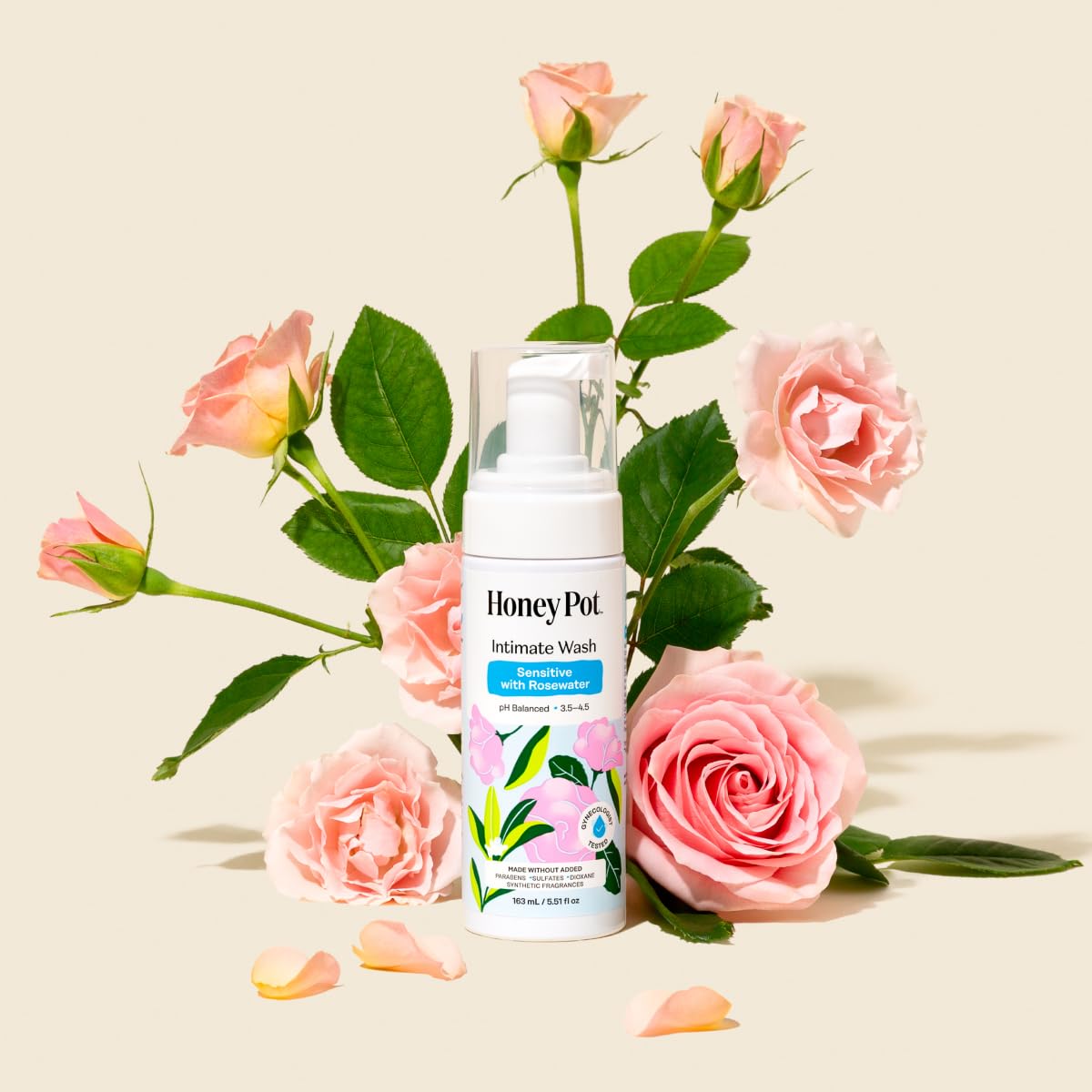 Packaging displays vegan and hypoallergenic benefits.