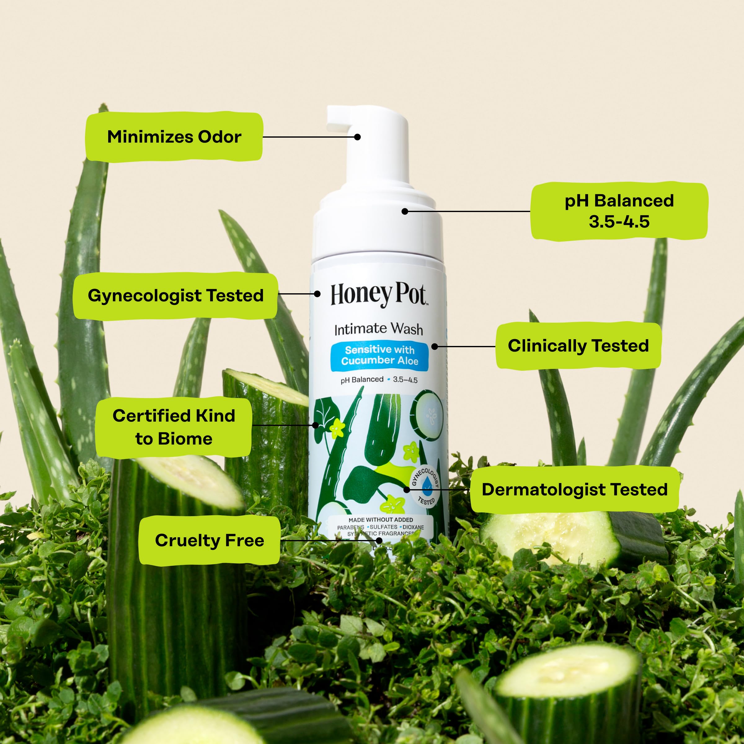 Lactic acid provides gentle moisture and refreshed feel for intimate skin.