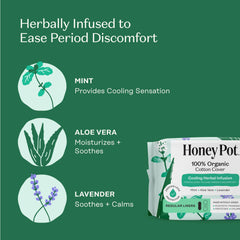 The Honey Pot lavender-rose-aloe-mint infusion for cooling comfort.