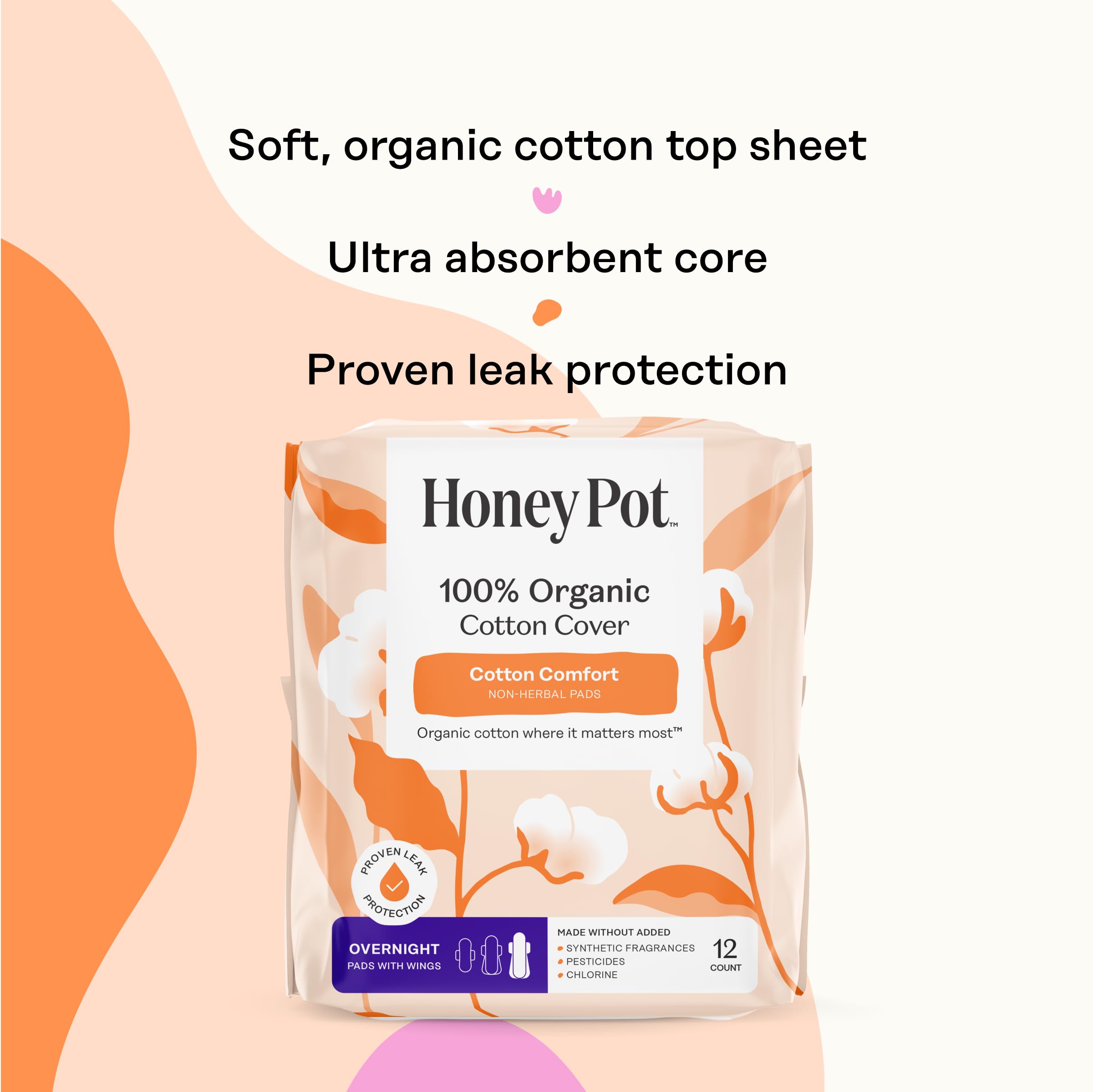 The Honey Pot non-herbal pad with wings in package emphasizes discreet daily wear.