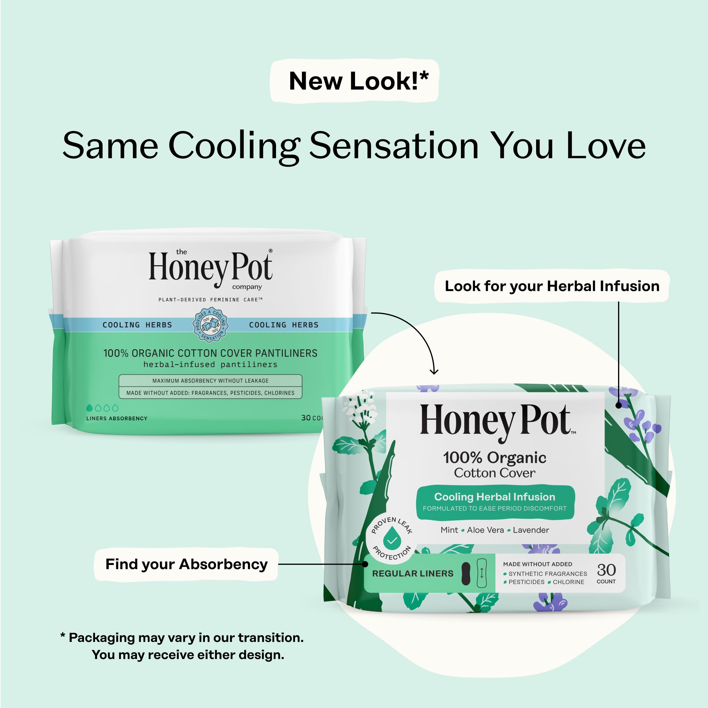 The Honey Pot organic cotton cover pantyliner with wings—secure fit.