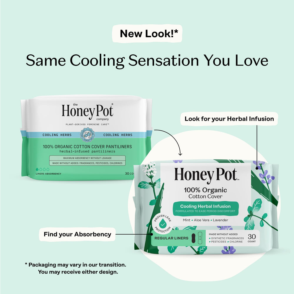 The Honey Pot organic cotton cover pantyliner with wings—secure fit.