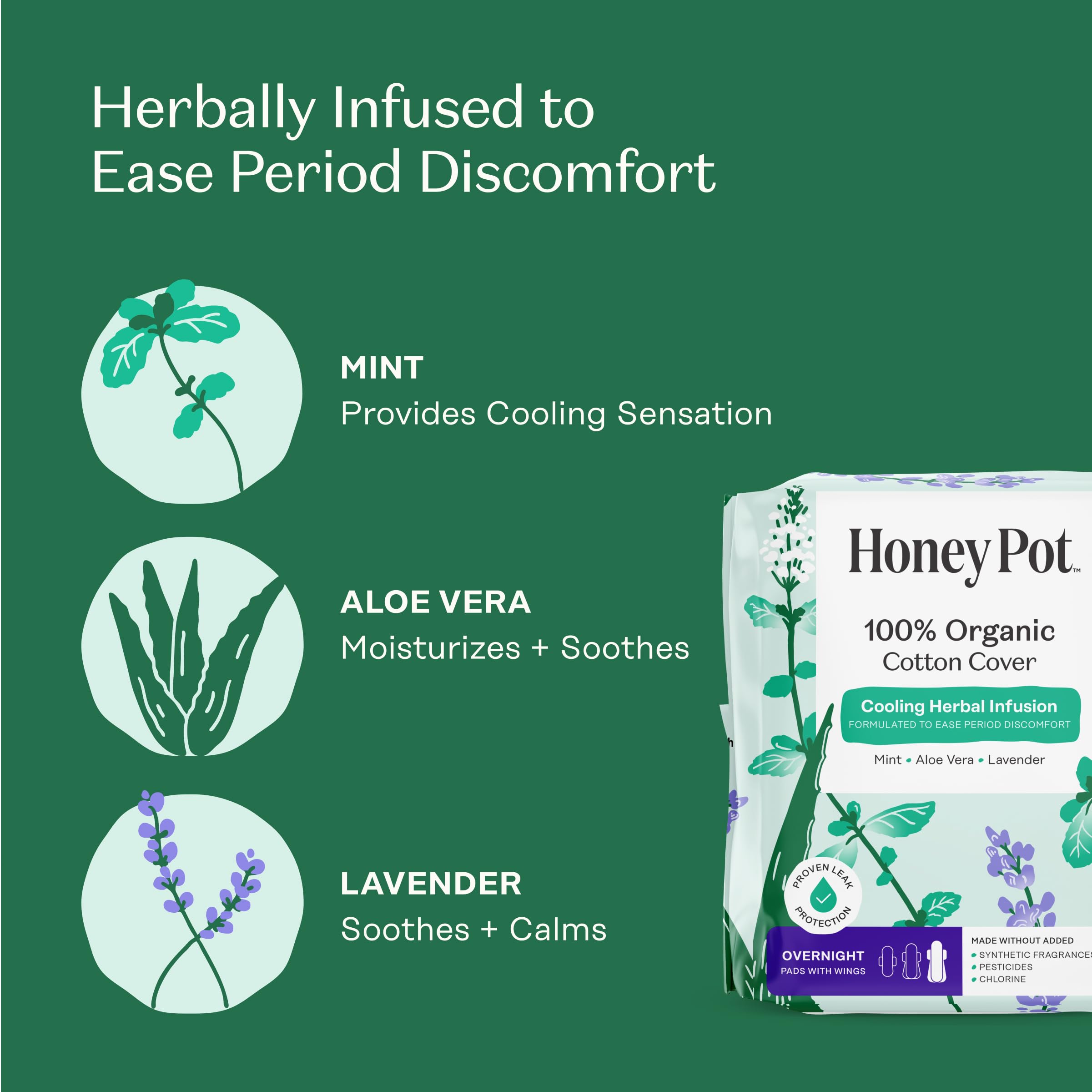 The Honey Pot Company pad with organic cotton cover for breathable comfort.