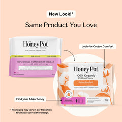 The Honey Pot regular non-herbal pads with wings unwrapped for quick, comfortable daily wear.