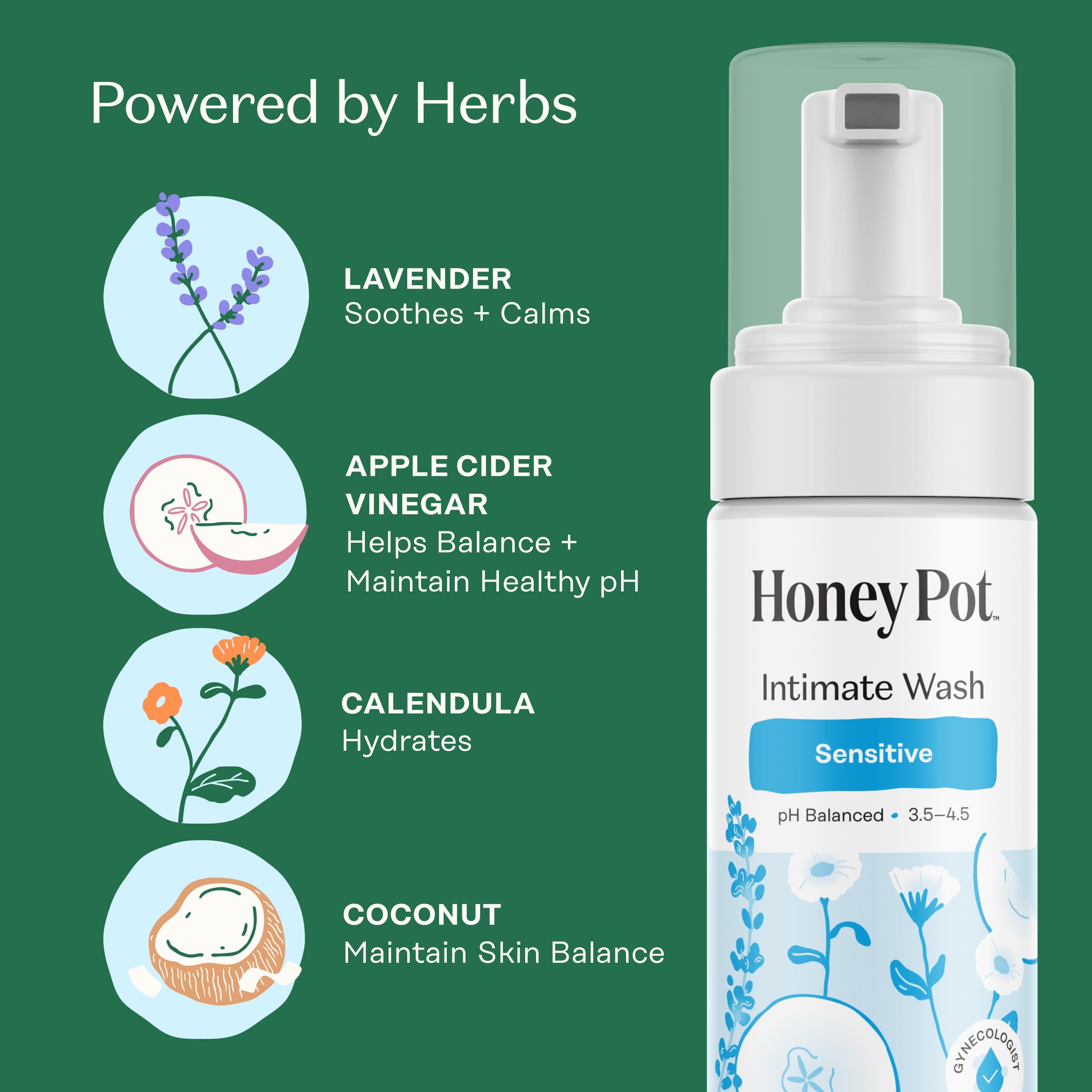 The Honey Pot Sensitive Wash lactic acid moisturizing for gentle hydration