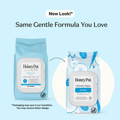 The Honey Pot Sensitive Wipes back pack showing resealable travel-friendly packaging.