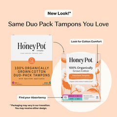 The Honey Pot regular-core tampon close-up highlights organic cotton core for natural protection.
