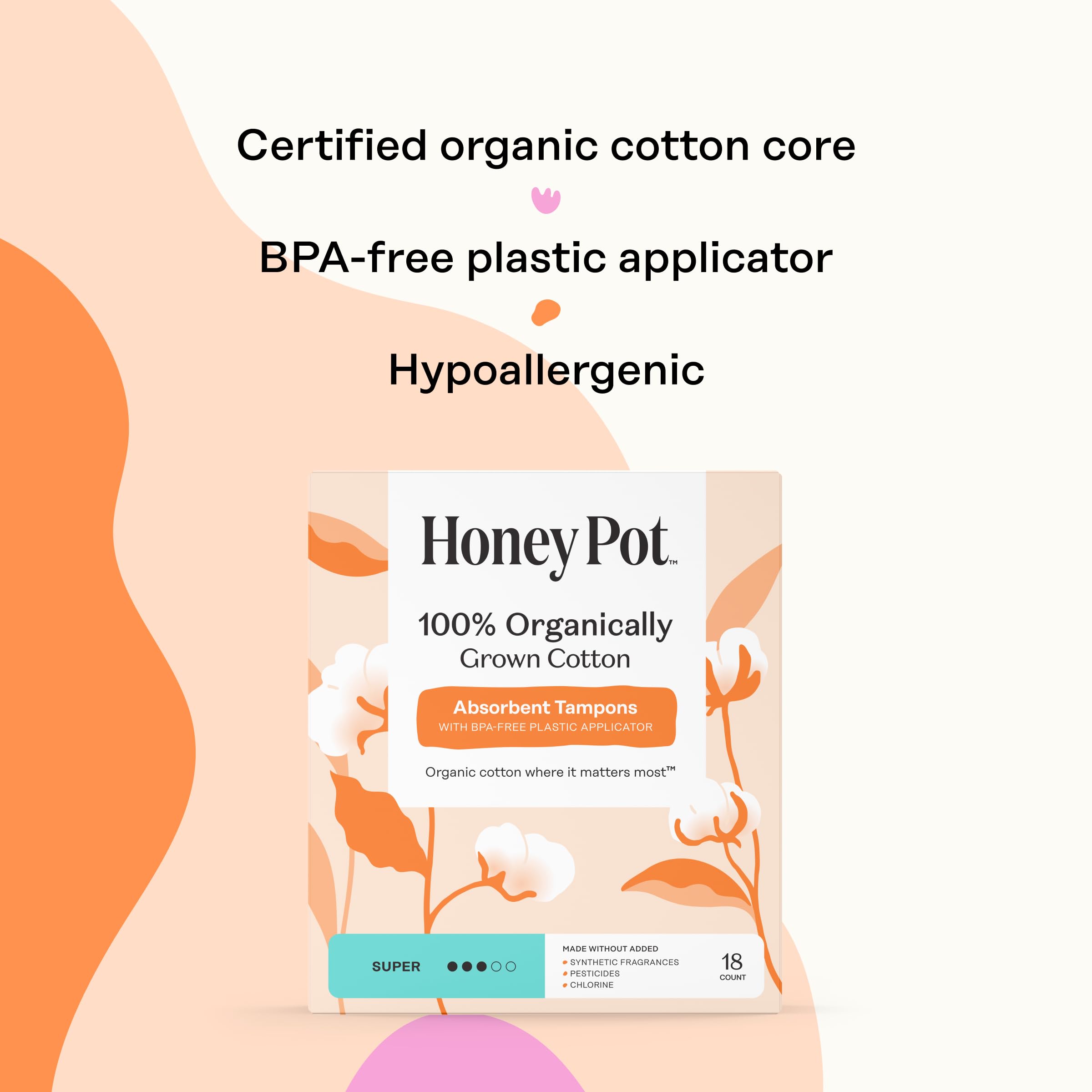 The Honey Pot tampon with textured finger grip applicator enables slip-free insertion