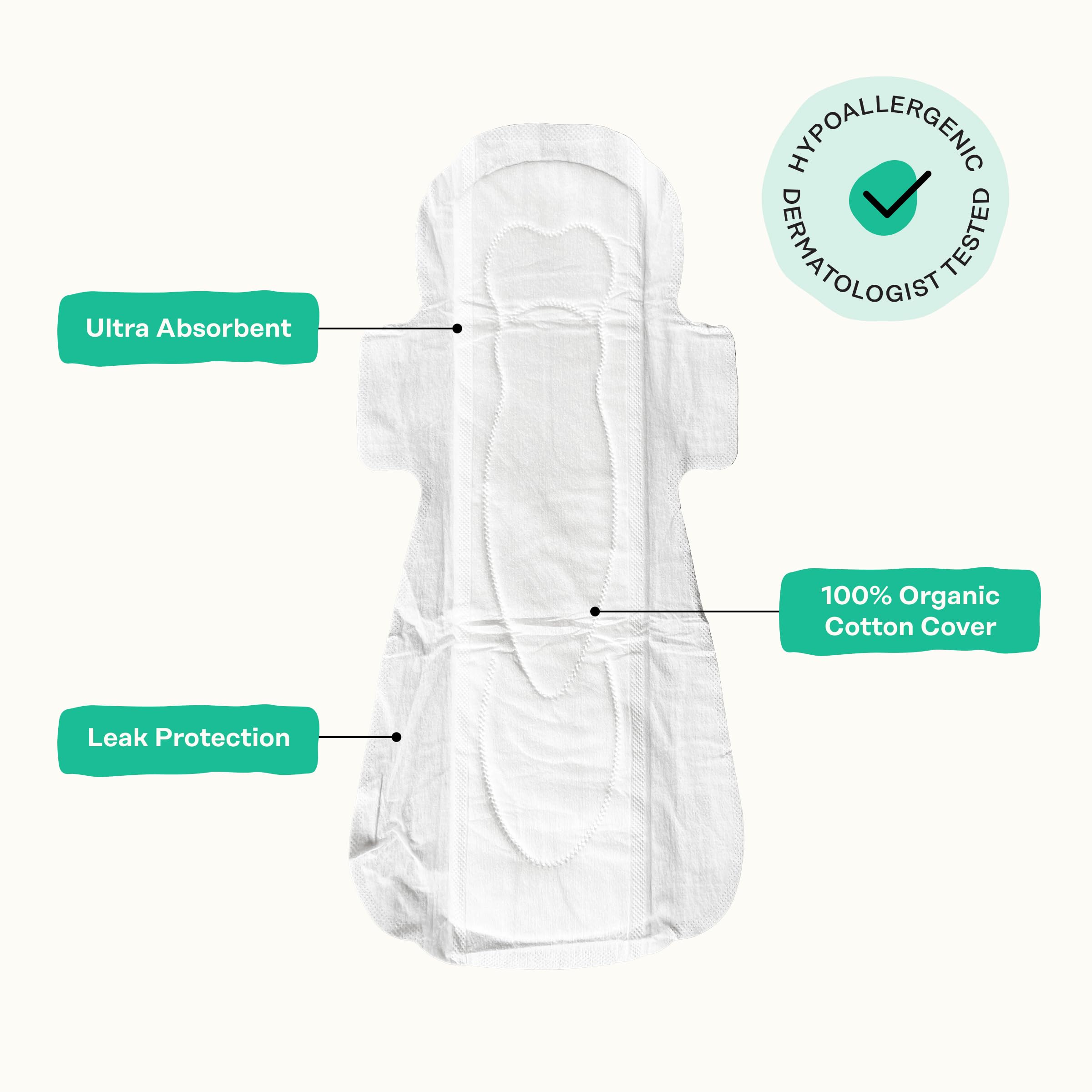 The Honey Pot ultra-absorbent wood pulp core keeps night-time protection reliable.