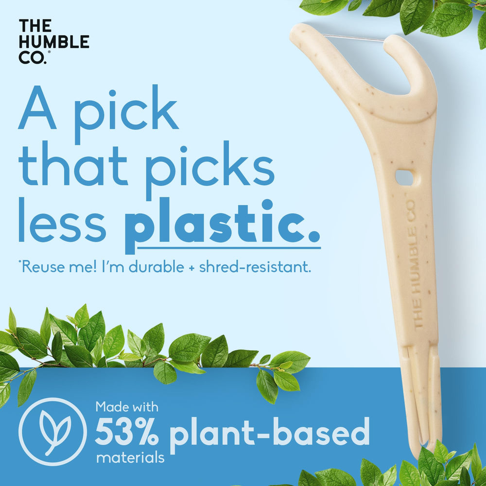 The Humble Co molar floss picks use a dual-ended design to maximize reach.