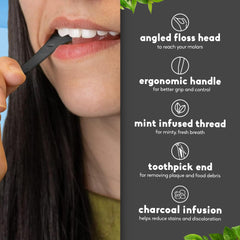 Plant-based Humble Co floss picks with 53% plant materials for eco use