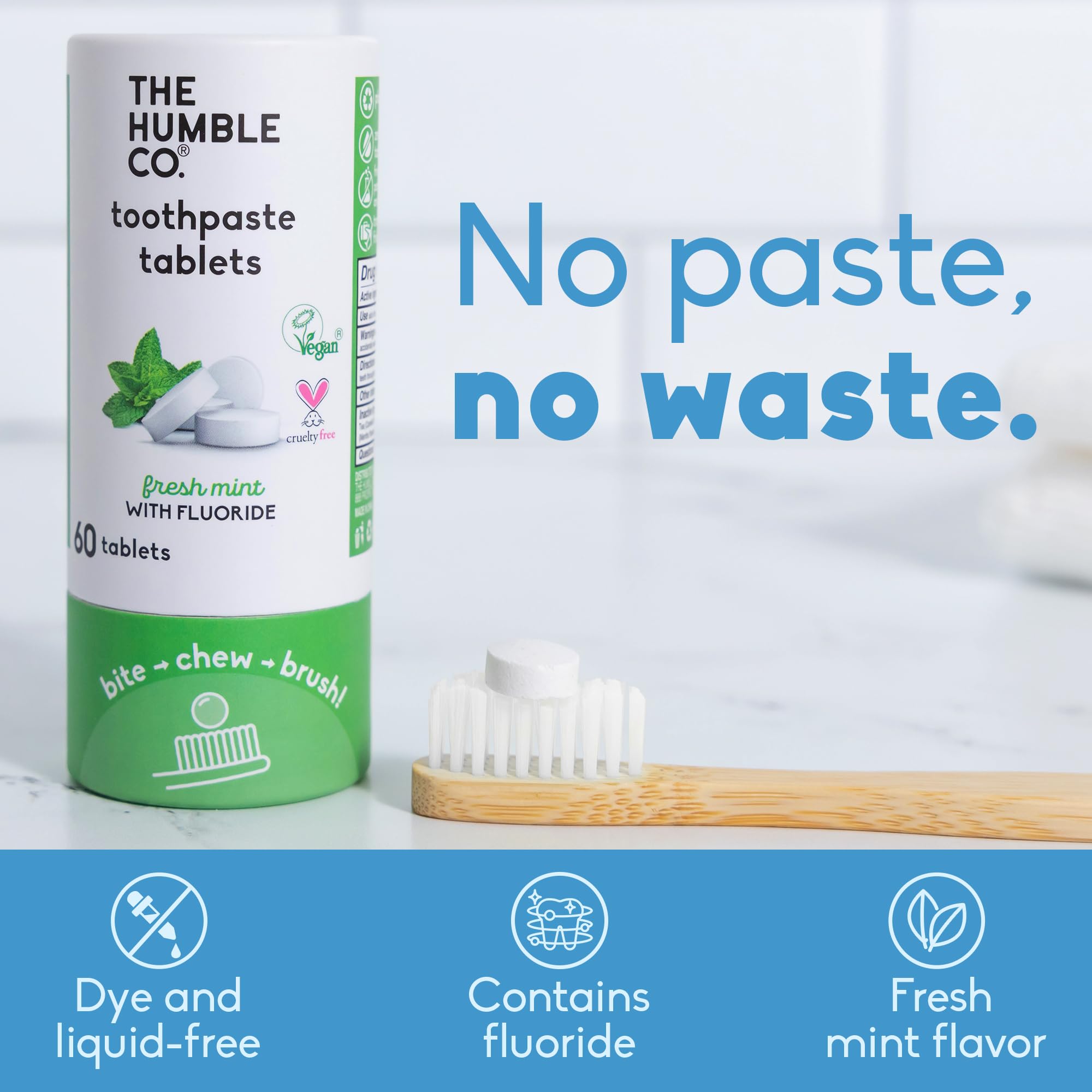 Travel-friendly toothpaste tabs ready for everyday use without needing water or tubes.