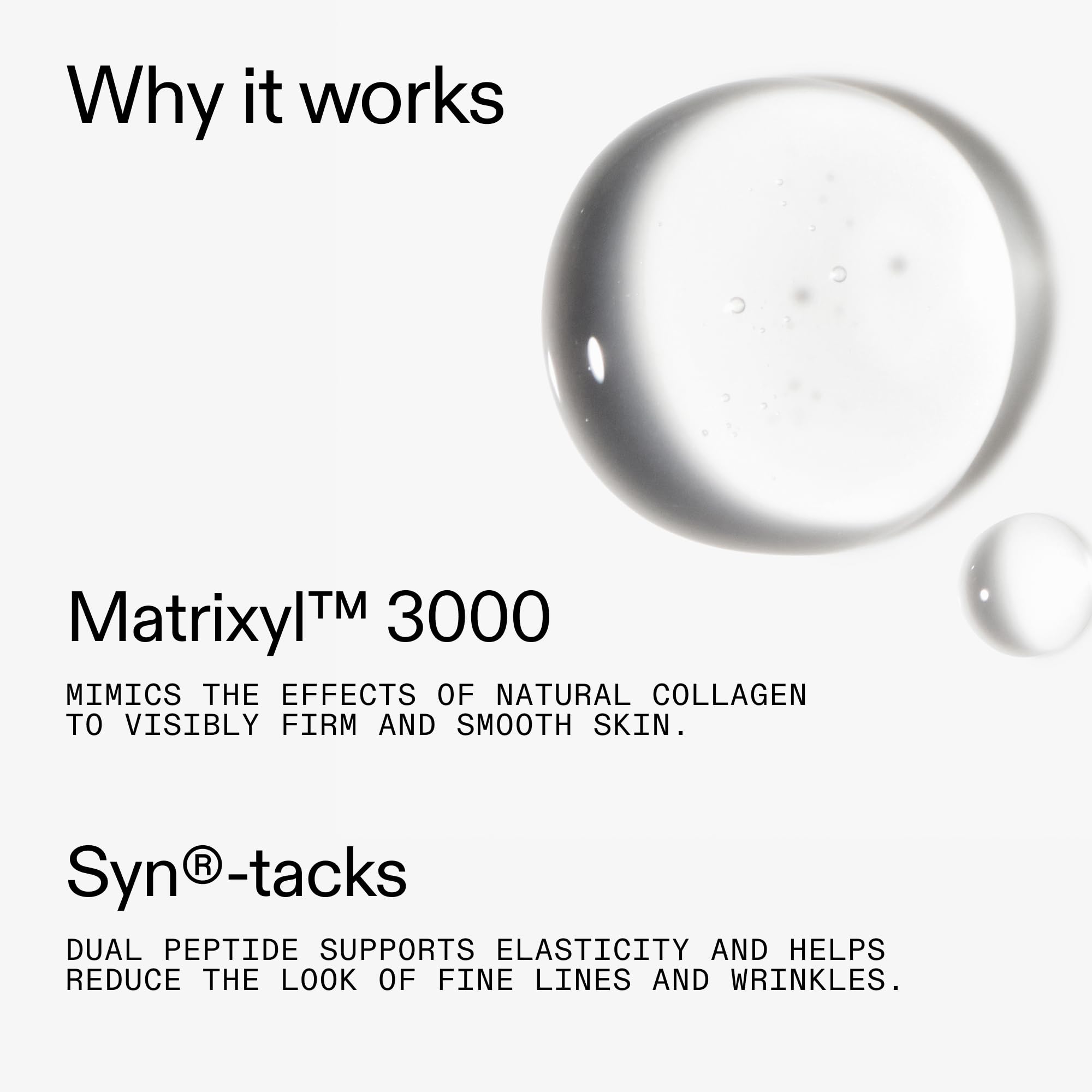 The INKEY List Collagen Peptide Serum usage image shows AM and PM routine compatibility.