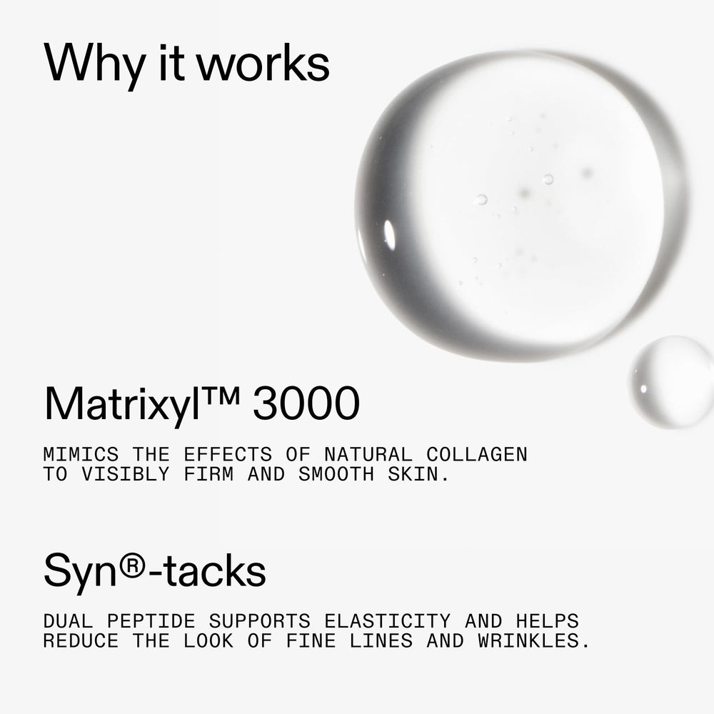 The INKEY List Collagen Peptide Serum usage image shows AM and PM routine compatibility.