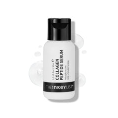 The INKEY List Collagen Peptide Serum bottle highlights a lightweight, hydrating formula for a plumper appearance.