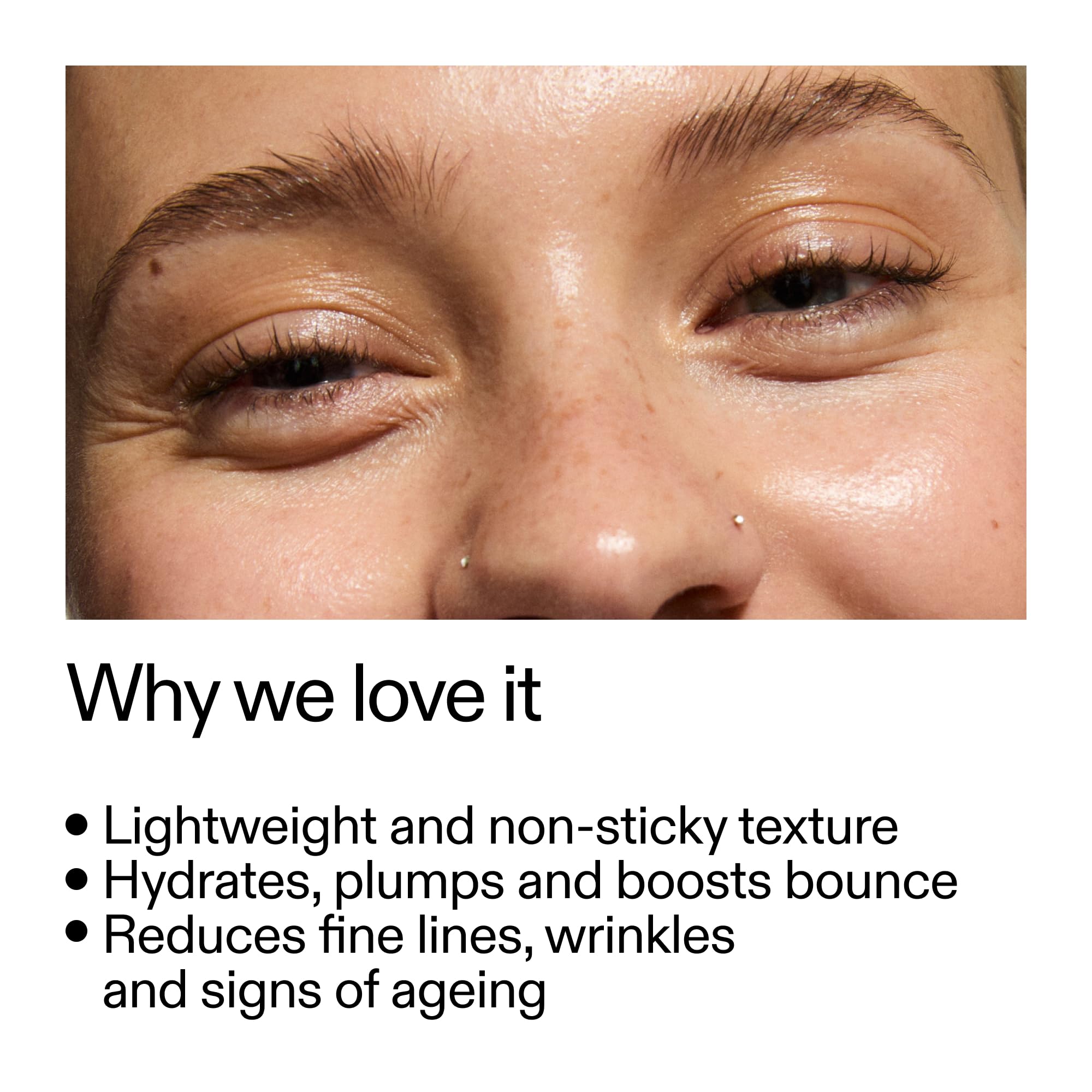 The INKEY List Collagen Peptide Serum dropper image demonstrates precise application to smooth fine lines.
