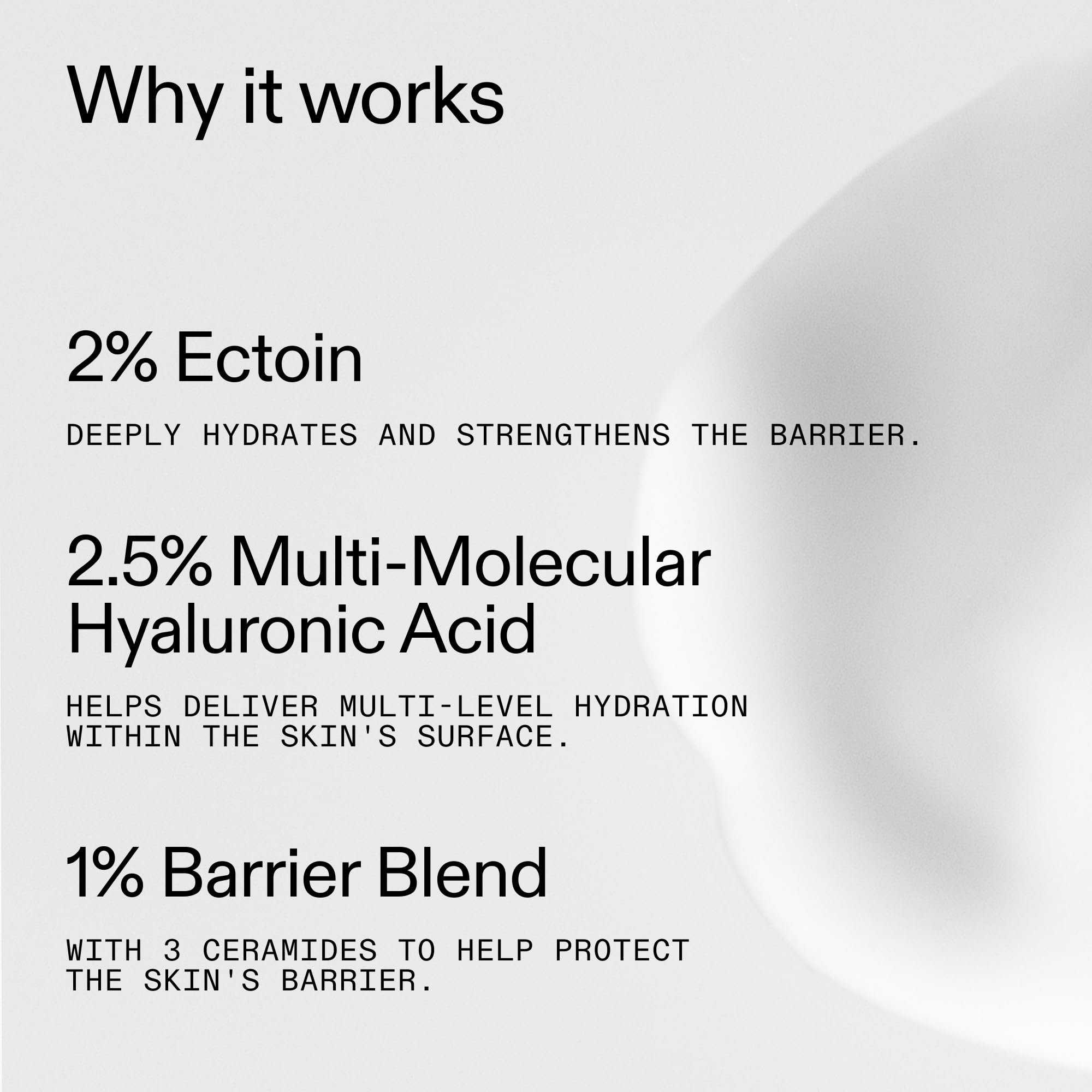 The INKEY List Ectoin Hydro-Barrier Serum on damp skin illustrates enhanced hydration lock-in.