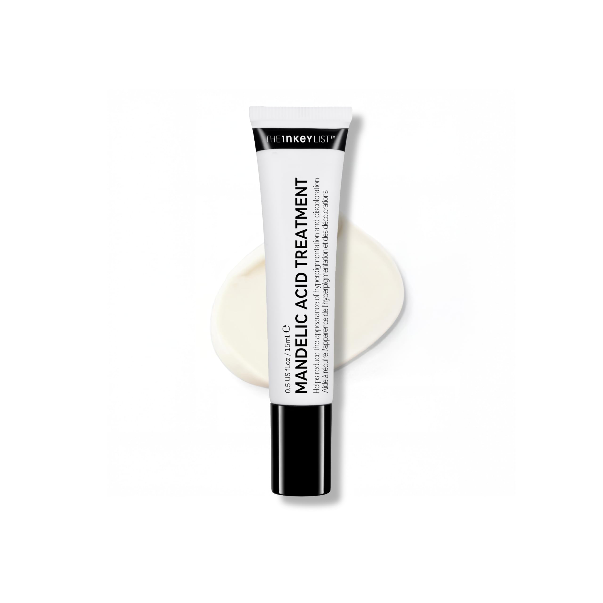 The INKEY List Mandelic Acid Treatment bottle close-up, fragrance-free for all skin types.