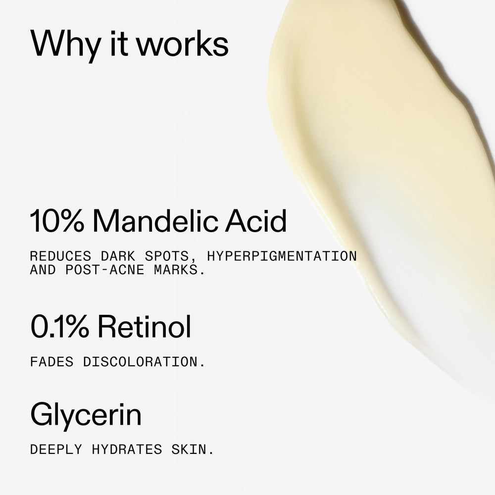Nighttime routine setup with Mandelic Acid Treatment ready to layer with serums.
