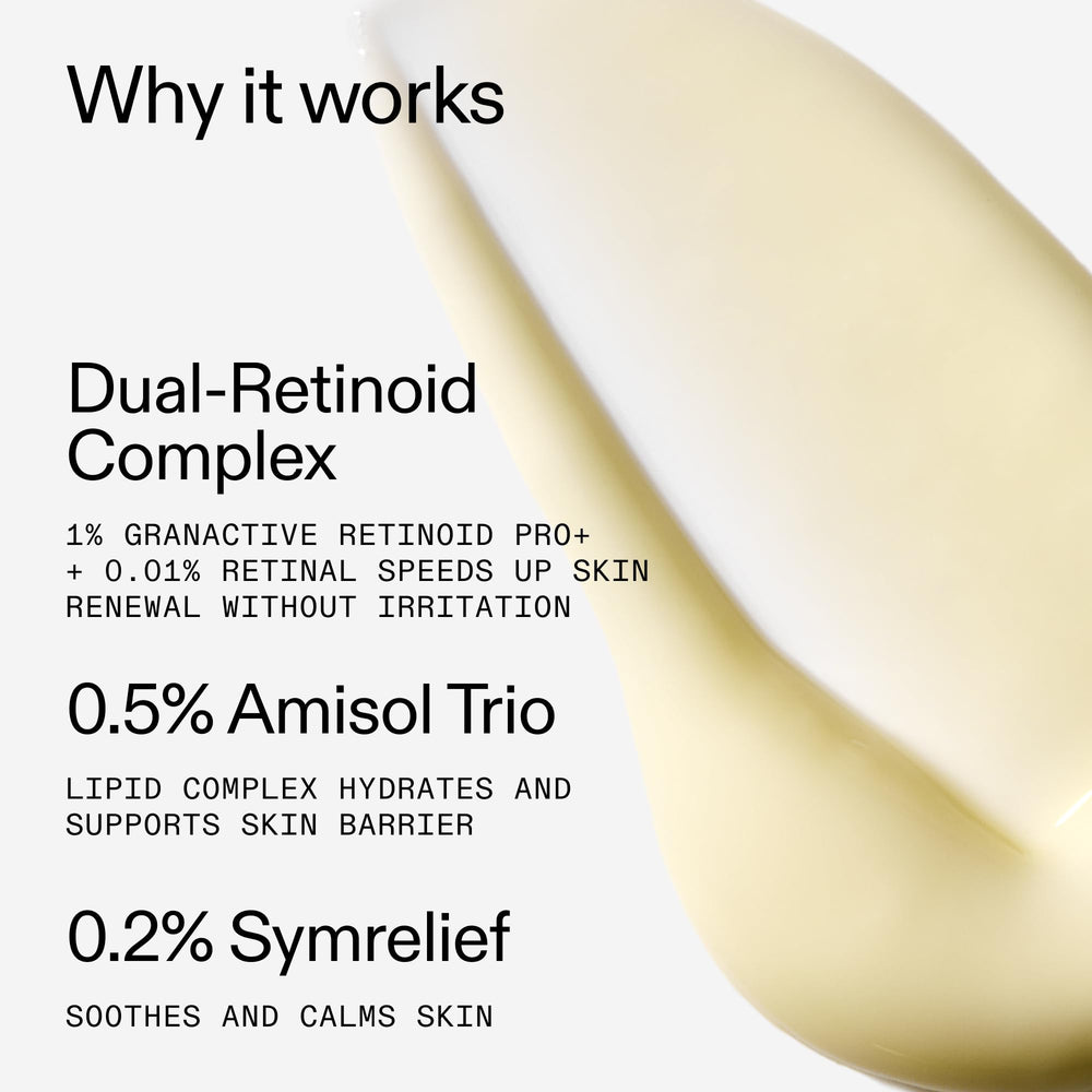 Night routine setup with dual retinol serum before moisturizer.