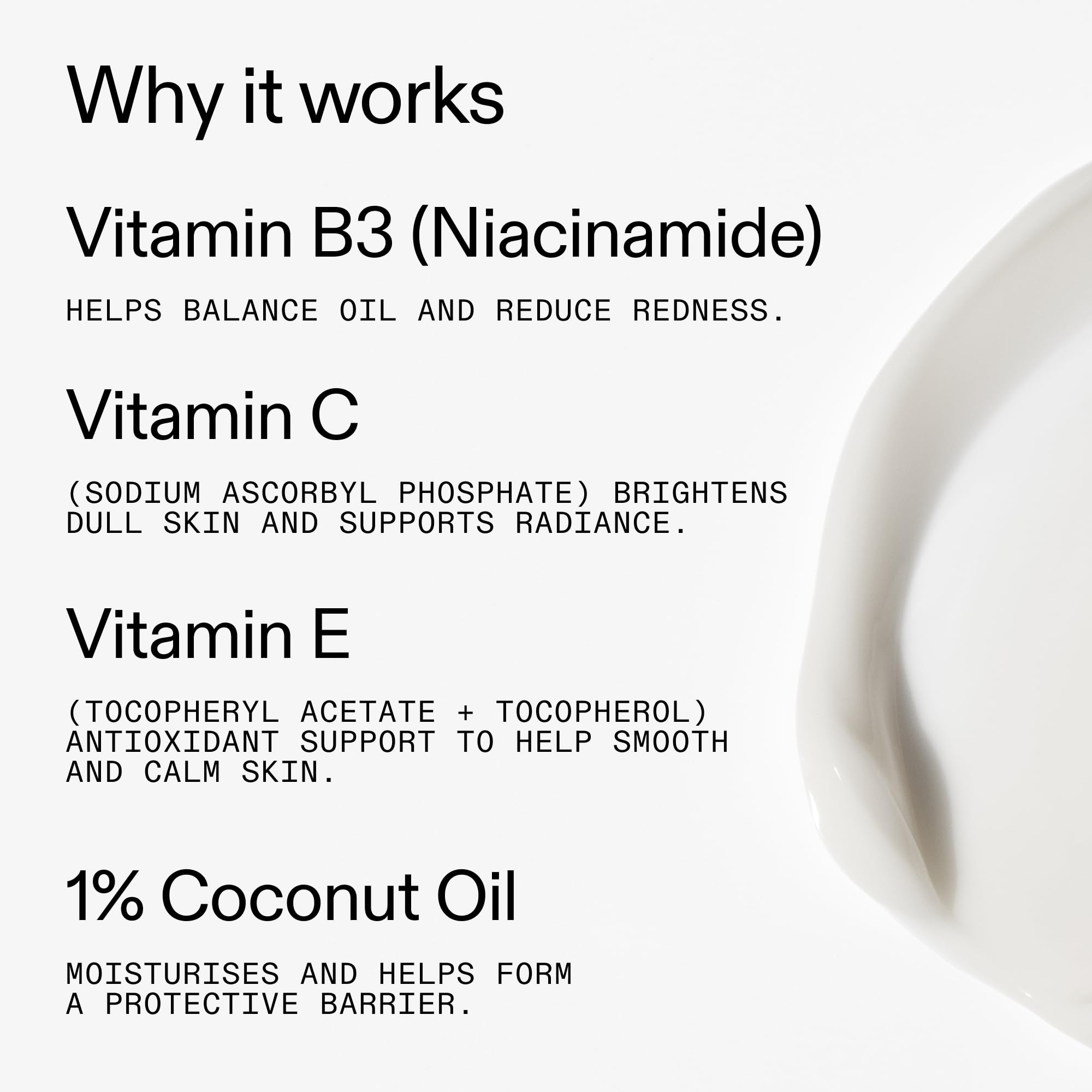 The INKEY List moisturizer packaging highlights Niacinamide, Vitamin C, and Vitamin E