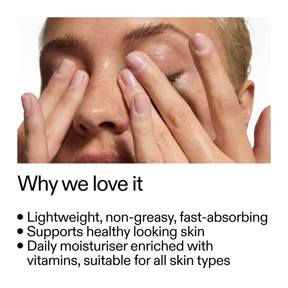 The INKEY List Vitamin B C E Moisturizer texture close-up shows smooth, lightweight cream