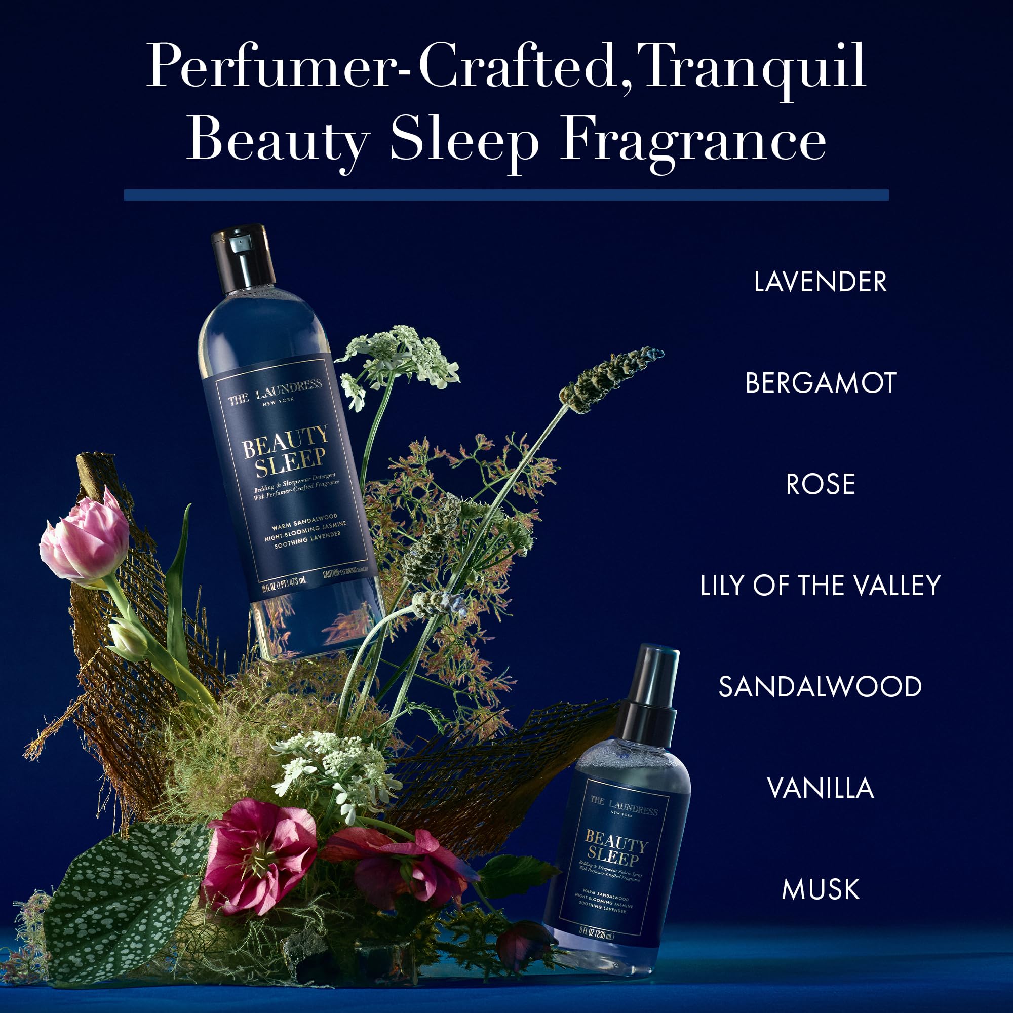 Back label of The Laundress Beauty Sleep detergent detailing 90% bio-based formula.