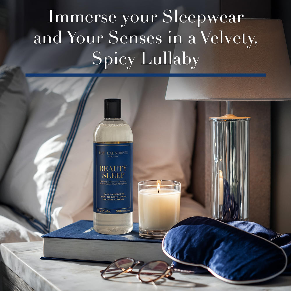Front view of The Laundress Beauty Sleep bottle on a clean surface.